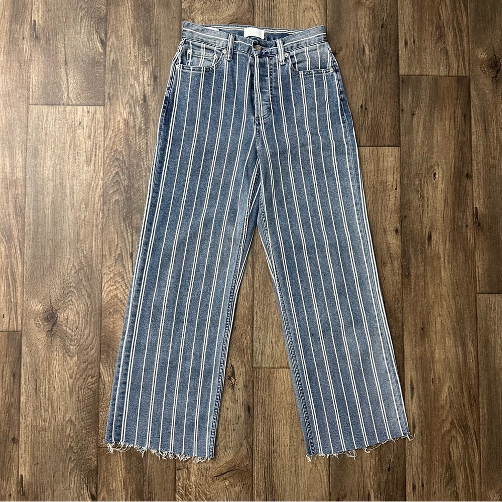 Boyish By Her by Free People Striped Straight Blue Jeans Women’s Size 25